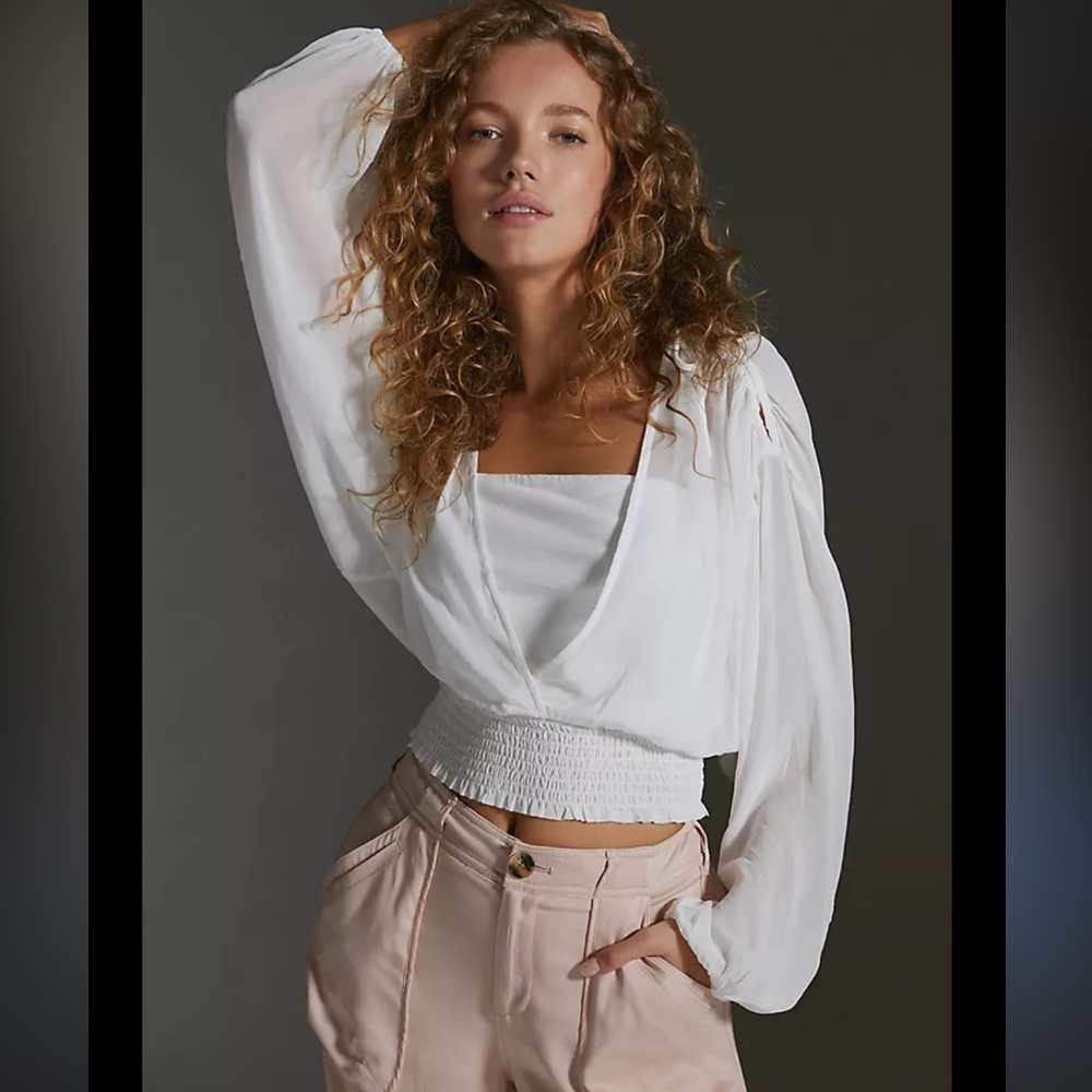 By Anthropologie Sheer Peasant Top